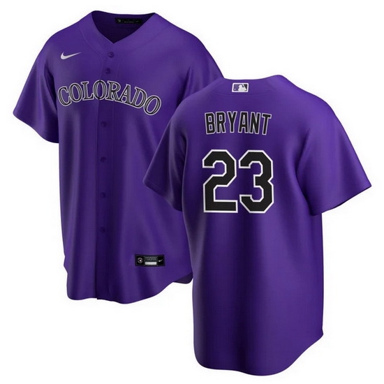 Men Colorado Rockies 23 Kris Bryant Purple Stitched Baseball jersey Men Colorado Rockies 23 Kris Bryant Purple Stitched Baseball jersey