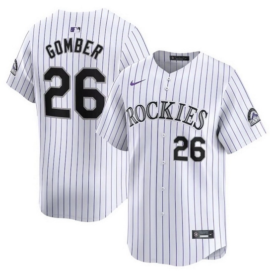 Men Colorado Rockies 26 Austin Gomber White Home Limited Stitched Baseball Jersey Men Colorado Rockies 26 Austin Gomber White Home Limited Stitched Baseball Jersey