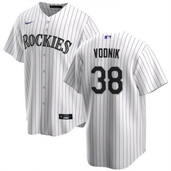 Men Colorado Rockies 38 Victor Vodnik White Cool Base Stitched Baseball Jersey Men Colorado Rockies 38 Victor Vodnik White Cool Base Stitched Baseball Jersey