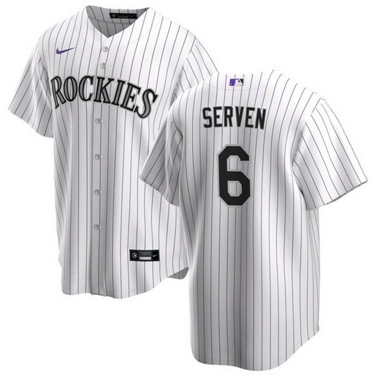 Men Colorado Rockies 6 Brian Serven White Stitched Baseball Jersey Men Colorado Rockies 6 Brian Serven White Stitched Baseball Jersey