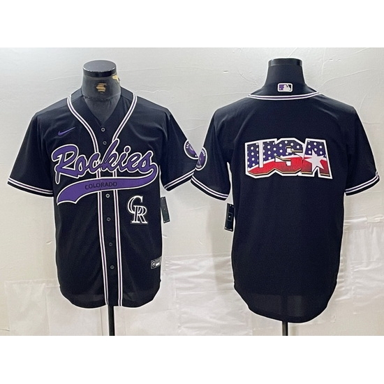 Men Colorado Rockies Black Team Big Logo Cool Base Stitched Baseball JerseyS 2 Men Colorado Rockies Black Team Big Logo Cool Base Stitched Baseball JerseyS 2