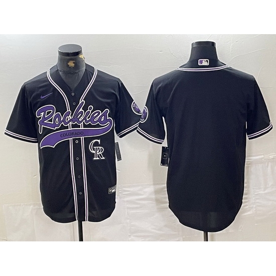 Men Colorado Rockies Black Team Big Logo Cool Base Stitched Baseball JerseyS 5 Men Colorado Rockies Black Team Big Logo Cool Base Stitched Baseball JerseyS 5