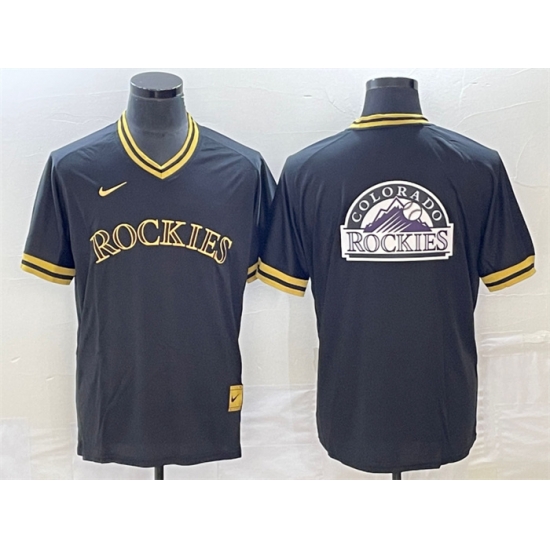 Men Colorado Rockies Black Team Big Logo Stitched Baseball Jersey Men Colorado Rockies Black Team Big Logo Stitched Baseball Jersey