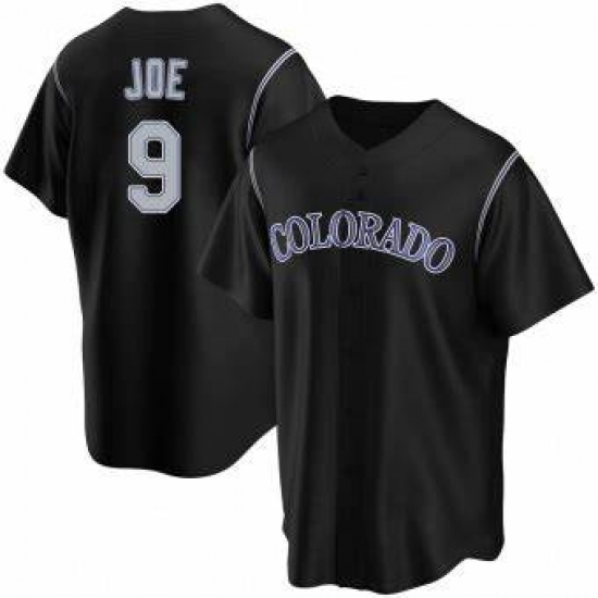 Men Colorado Rockies Connor Joe #9 Black Cool Base Stitched Baseball Jersey Men Colorado Rockies Connor Joe #9 Black Cool Base Stitched Baseball Jersey