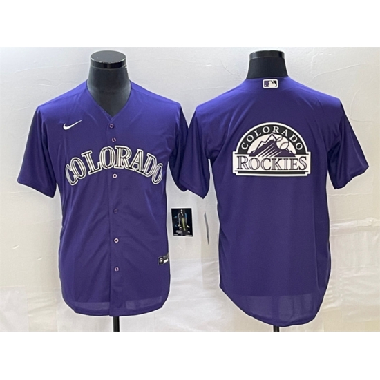 Men Colorado Rockies Purple Team Big Logo Stitched Baseball Jersey Men Colorado Rockies Purple Team Big Logo Stitched Baseball Jersey