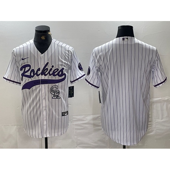 Men Colorado Rockies White Team Big Logo Cool Base Stitched Baseball Jersey 5 Men Colorado Rockies White Team Big Logo Cool Base Stitched Baseball Jersey 5