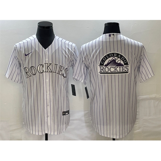 Men Colorado Rockies White Team Big Logo Stitched Baseball Jersey Men Colorado Rockies White Team Big Logo Stitched Baseball Jersey