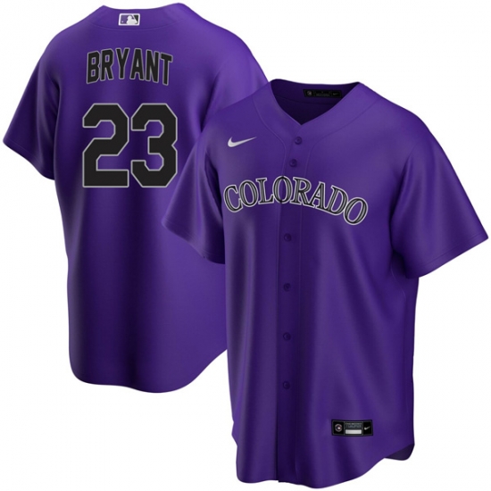 Men Nike Colorado Rockies Kris Bryant #23 Black Purple Cool Base Stitched Baseball Jersey Men Nike Colorado Rockies Kris Bryant #23 Black Purple Cool Base Stitched Baseball Jersey