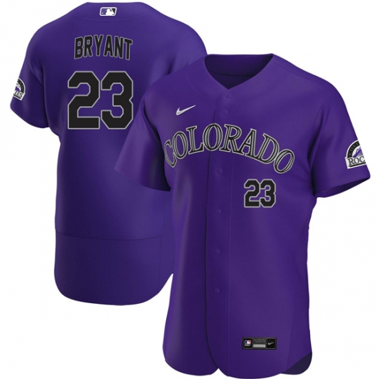 Men Nike Colorado Rockies Kris Bryant #23 Black Purple Stitched Baseball Jersey Men Nike Colorado Rockies Kris Bryant #23 Black Purple Stitched Baseball Jersey