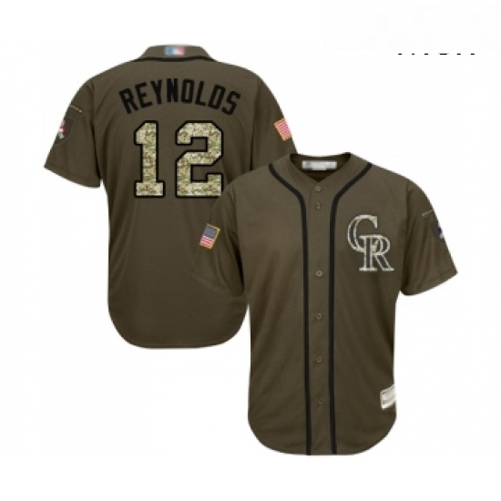 Mens Colorado Rockies 12 Mark Reynolds Authentic Green Salute to Service Baseball Jersey Mens Colorado Rockies 12 Mark Reynolds Authentic Green Salute to Service Baseball Jersey