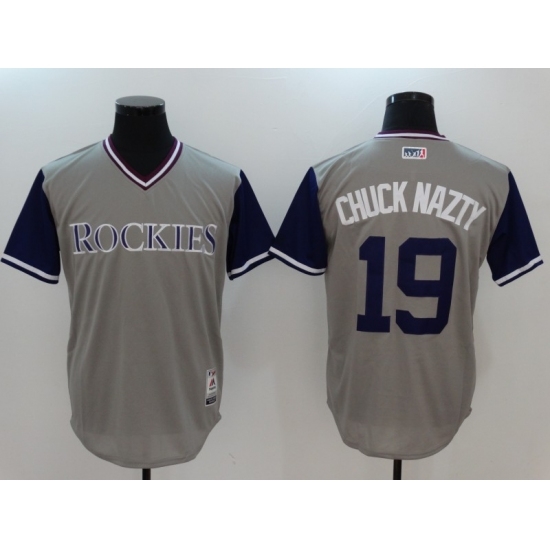 Men's Colorado Rockies #19 Charlie Blackmon Gray Baseball Jersey Men's Colorado Rockies #19 Charlie Blackmon Gray Baseball Jersey