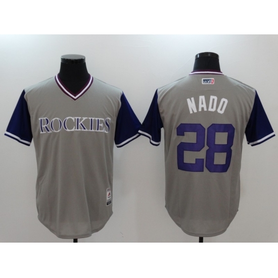 Men's Colorado Rockies #28 Nolan Arenado Gray Baseball Jersey Men's Colorado Rockies #28 Nolan Arenado Gray Baseball Jersey