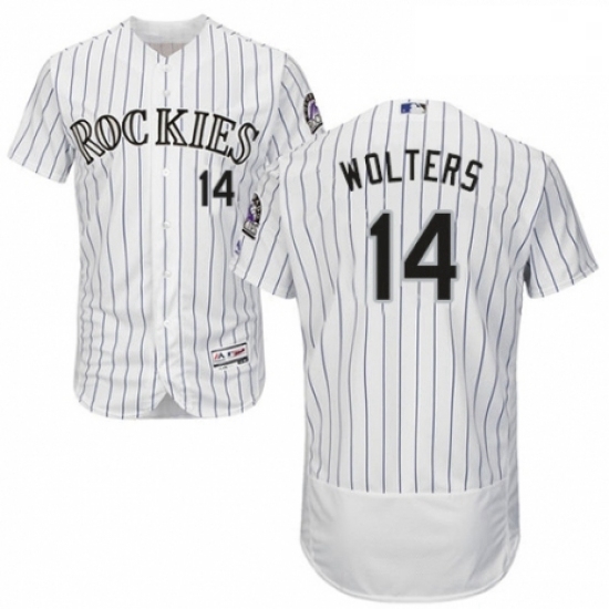 Mens Majestic Colorado Rockies 14 Tony Wolters White Home Flex Base Authentic Collection MLB Jersey Mens Majestic Colorado Rockies 14 Tony Wolters White Home Flex Base Authentic Collection MLB Jersey