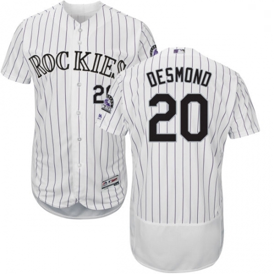 Mens Majestic Colorado Rockies 20 Ian Desmond White Flexbase Authentic Collection MLB Jersey Mens Majestic Colorado Rockies 20 Ian Desmond White Flexbase Authentic Collection MLB Jersey