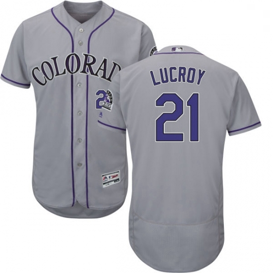 Mens Majestic Colorado Rockies 21 Jonathan Lucroy Grey Flexbase Authentic Collection MLB Jersey Mens Majestic Colorado Rockies 21 Jonathan Lucroy Grey Flexbase Authentic Collection MLB Jersey