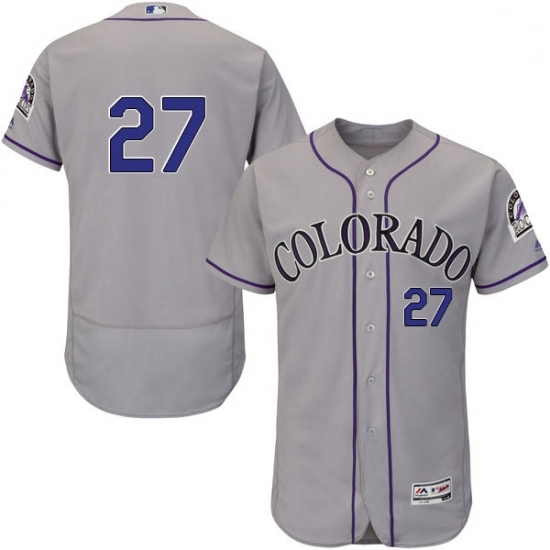Mens Majestic Colorado Rockies 27 Trevor Story Grey Road Flex Base Authentic Collection MLB Jersey Mens Majestic Colorado Rockies 27 Trevor Story Grey Road Flex Base Authentic Collection MLB Jersey
