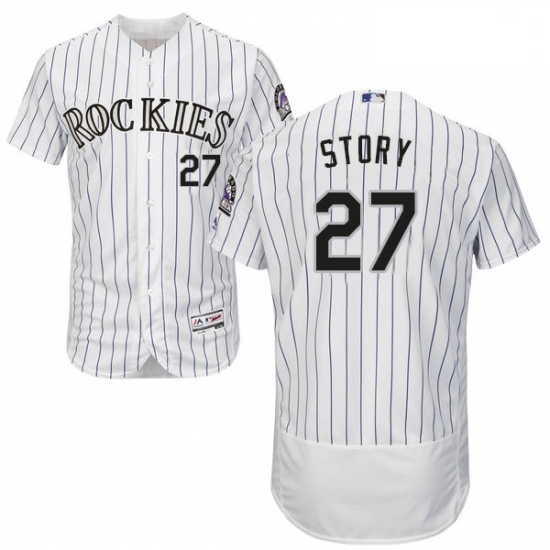 Mens Majestic Colorado Rockies 27 Trevor Story White Home Flex Base Authentic Collection MLB Jersey Mens Majestic Colorado Rockies 27 Trevor Story White Home Flex Base Authentic Collection MLB Jersey