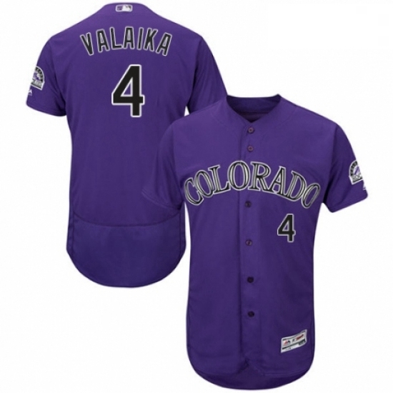 Mens Majestic Colorado Rockies 4 Pat Valaika Purple Alternate Flex Base Authentic Collection MLB Jersey Mens Majestic Colorado Rockies 4 Pat Valaika Purple Alternate Flex Base Authentic Collection MLB Jersey