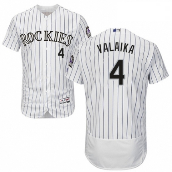 Mens Majestic Colorado Rockies 4 Pat Valaika White Home Flex Base Authentic Collection MLB Jersey Mens Majestic Colorado Rockies 4 Pat Valaika White Home Flex Base Authentic Collection MLB Jersey