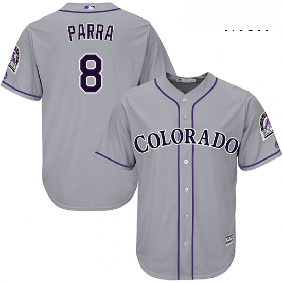 Mens Majestic Colorado Rockies 8 Gerardo Parra Replica Grey Road Cool Base MLB Jersey Mens Majestic Colorado Rockies 8 Gerardo Parra Replica Grey Road Cool Base MLB Jersey