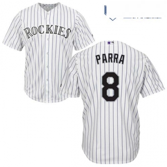 Mens Majestic Colorado Rockies 8 Gerardo Parra Replica White Home Cool Base MLB Jersey Mens Majestic Colorado Rockies 8 Gerardo Parra Replica White Home Cool Base MLB Jersey
