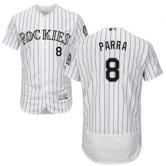 Mens Majestic Colorado Rockies 8 Gerardo Parra White Home Flex Base Authentic Collection MLB Jersey Mens Majestic Colorado Rockies 8 Gerardo Parra White Home Flex Base Authentic Collection MLB Jersey