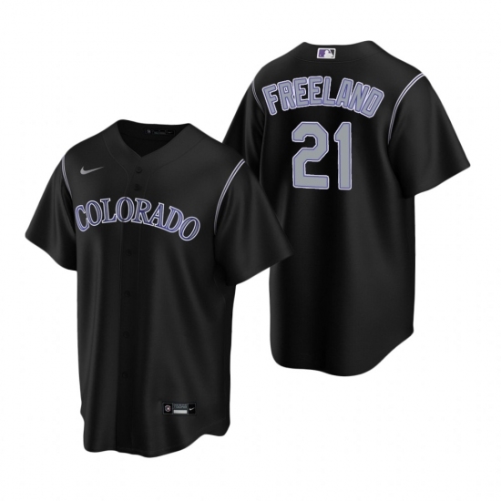 Mens Nike Colorado Rockies 21 Kyle Freeland Black Alternate Stitched Baseball Jersey Mens Nike Colorado Rockies 21 Kyle Freeland Black Alternate Stitched Baseball Jersey