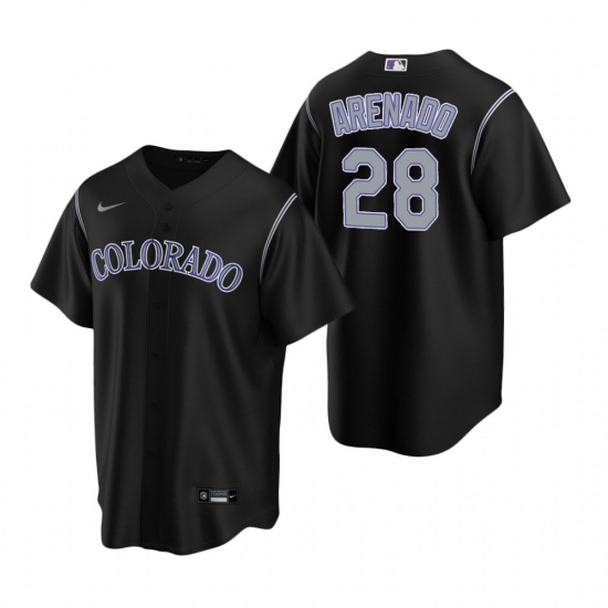 Mens Nike Colorado Rockies 28 Nolan Arenado Black Alternate Stitched Baseball Jerse Mens Nike Colorado Rockies 28 Nolan Arenado Black Alternate Stitched Baseball Jerse