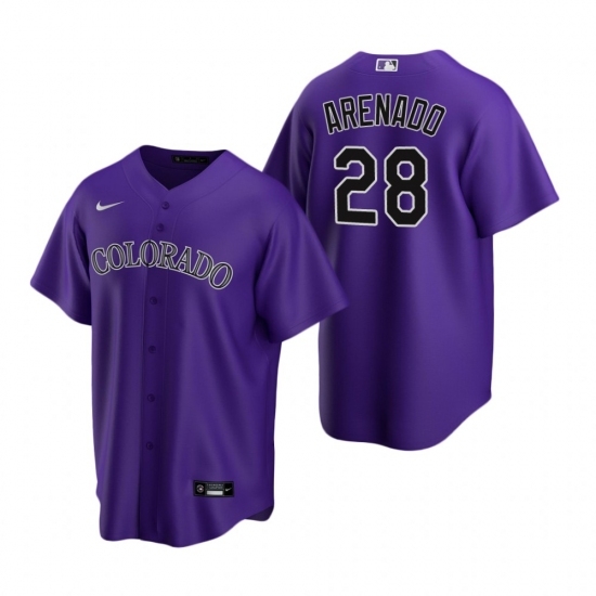 Mens Nike Colorado Rockies 28 Nolan Arenado Purple Alternate Stitched Baseball Jerse Mens Nike Colorado Rockies 28 Nolan Arenado Purple Alternate Stitched Baseball Jerse