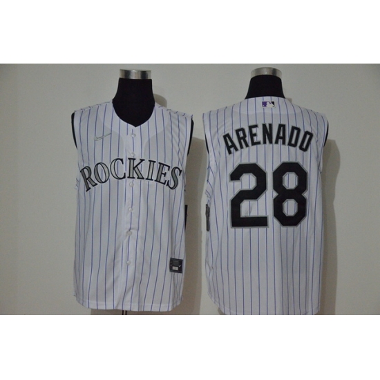 Rockies 28 Nolan Arenado White Nike Cool Base Sleeveless Jersey Rockies 28 Nolan Arenado White Nike Cool Base Sleeveless Jersey