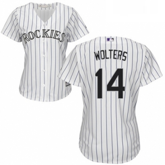 Womens Majestic Colorado Rockies 14 Tony Wolters Authentic White Home Cool Base MLB Jersey Womens Majestic Colorado Rockies 14 Tony Wolters Authentic White Home Cool Base MLB Jersey
