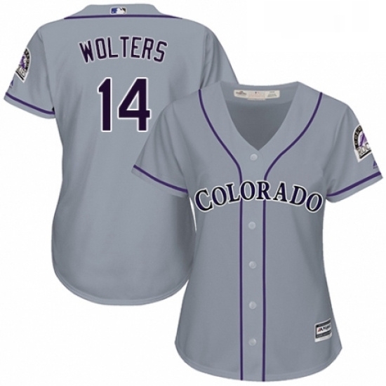 Womens Majestic Colorado Rockies 14 Tony Wolters Replica Grey Road Cool Base MLB Jersey Womens Majestic Colorado Rockies 14 Tony Wolters Replica Grey Road Cool Base MLB Jersey