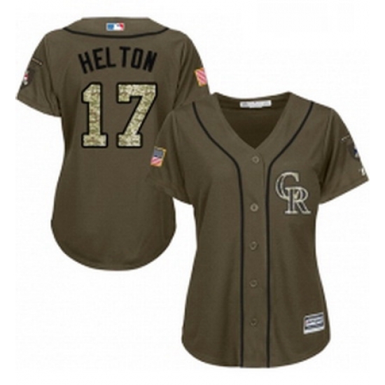 Womens Majestic Colorado Rockies 17 Todd Helton Authentic Green Salute to Service MLB Jersey Womens Majestic Colorado Rockies 17 Todd Helton Authentic Green Salute to Service MLB Jersey