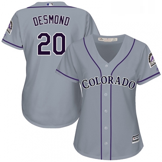 Womens Majestic Colorado Rockies 20 Ian Desmond Authentic Grey Road Cool Base MLB Jersey Womens Majestic Colorado Rockies 20 Ian Desmond Authentic Grey Road Cool Base MLB Jersey