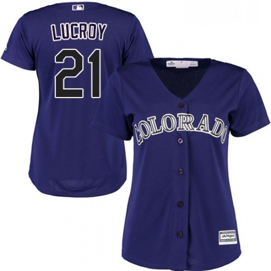 Womens Majestic Colorado Rockies 21 Jonathan Lucroy Replica Purple Alternate 1 Cool Base MLB Jersey Womens Majestic Colorado Rockies 21 Jonathan Lucroy Replica Purple Alternate 1 Cool Base MLB Jersey