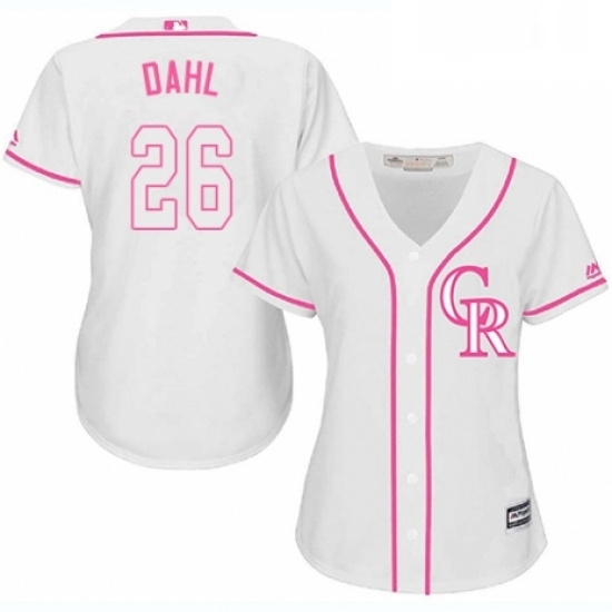 Womens Majestic Colorado Rockies 26 David Dahl Authentic White Fashion Cool Base MLB Jersey Womens Majestic Colorado Rockies 26 David Dahl Authentic White Fashion Cool Base MLB Jersey