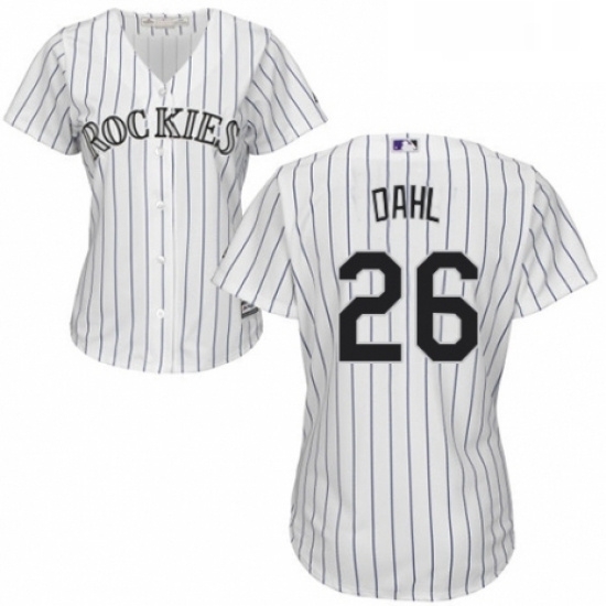Womens Majestic Colorado Rockies 26 David Dahl Replica White Home Cool Base MLB Jersey Womens Majestic Colorado Rockies 26 David Dahl Replica White Home Cool Base MLB Jersey