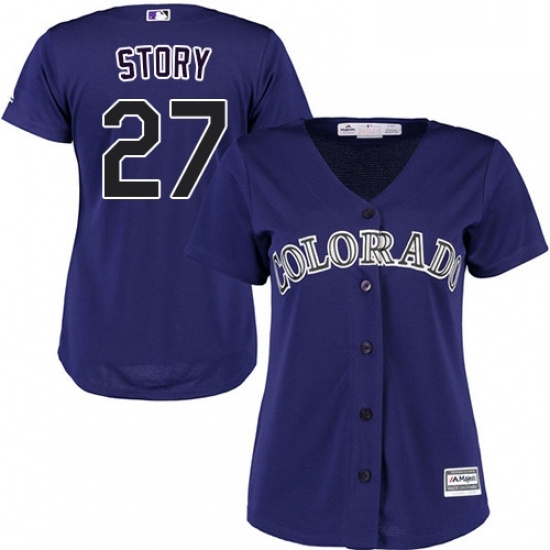 Womens Majestic Colorado Rockies 27 Trevor Story Replica Purple Alternate 1 Cool Base MLB Jersey Womens Majestic Colorado Rockies 27 Trevor Story Replica Purple Alternate 1 Cool Base MLB Jersey