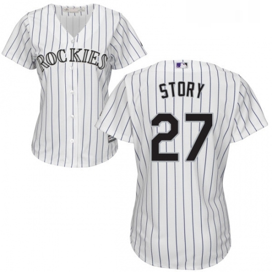 Womens Majestic Colorado Rockies 27 Trevor Story Replica White Home Cool Base MLB Jersey Womens Majestic Colorado Rockies 27 Trevor Story Replica White Home Cool Base MLB Jersey