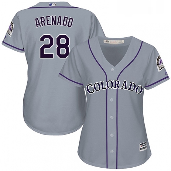 Womens Majestic Colorado Rockies 28 Nolan Arenado Replica Grey Road Cool Base MLB Jersey Womens Majestic Colorado Rockies 28 Nolan Arenado Replica Grey Road Cool Base MLB Jersey