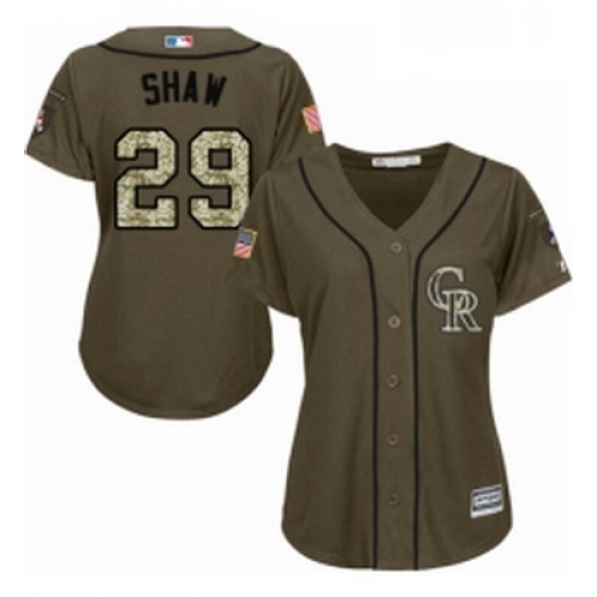Womens Majestic Colorado Rockies 29 Bryan Shaw Authentic Green Salute to Service MLB Jersey Womens Majestic Colorado Rockies 29 Bryan Shaw Authentic Green Salute to Service MLB Jersey