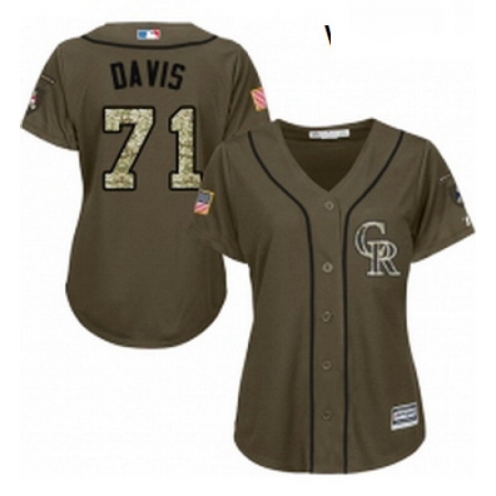 Womens Majestic Colorado Rockies 71 Wade Davis Replica Green Salute to Service MLB Jersey Womens Majestic Colorado Rockies 71 Wade Davis Replica Green Salute to Service MLB Jersey
