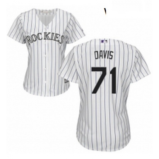 Womens Majestic Colorado Rockies 71 Wade Davis Replica White Home Cool Base MLB Jersey 