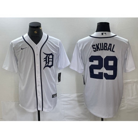 MLB Detroit Tigers 29 Skubal White Nike Cool Base Men Jersey MLB Detroit Tigers 29 Skubal White Nike Cool Base Men Jersey