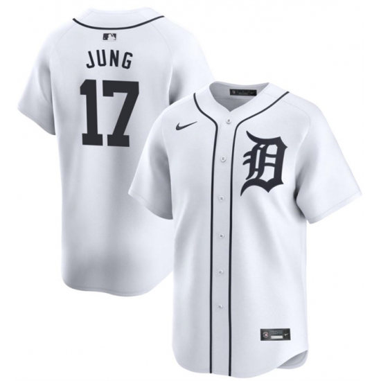 Men Detroit Tigers 17 Jace Jung White 2024 Home Limited Stitched Baseball Jersey Men Detroit Tigers 17 Jace Jung White 2024 Home Limited Stitched Baseball Jersey