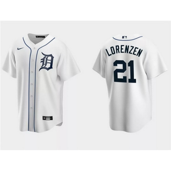 Men Detroit Tigers 21 Michael Lorenzen White Cool Base Stitched Jersey Men Detroit Tigers 21 Michael Lorenzen White Cool Base Stitched Jersey