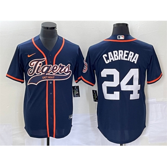 Men Detroit Tigers 24 Miguel Cabrera Navy Cool Base Stitched Baseball Jersey Men Detroit Tigers 24 Miguel Cabrera Navy Cool Base Stitched Baseball Jersey