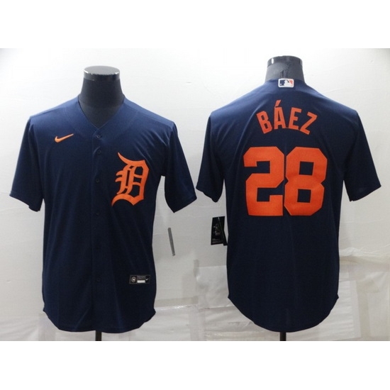 Men Detroit Tigers 28 Javier Baez Navy Cool Base Stitched Jerse Men Detroit Tigers 28 Javier Baez Navy Cool Base Stitched Jerse