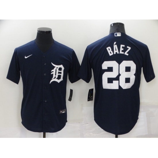 Men Detroit Tigers 28 Javier Baez Navy Cool Base Stitched jersey Men Detroit Tigers 28 Javier Baez Navy Cool Base Stitched jersey