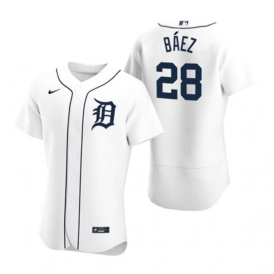 Men Detroit Tigers 28 Javier Baez White Flex Base Stitched jersey Men Detroit Tigers 28 Javier Baez White Flex Base Stitched jersey